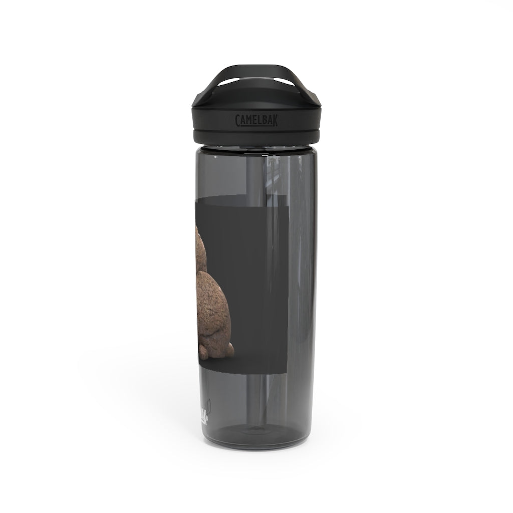 Rocks CamelBak Eddy® Water Bottle in 20oz and 25oz sizes, showcasing its durable Tritan™ material and spill-proof design.